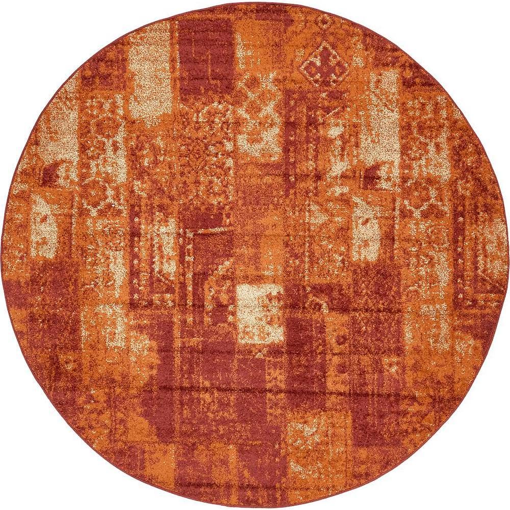 Unique Loom Autumn Plymouth Terracotta 8' 0 x 8' 0 Round Rug 3138216 - The  Home Depot