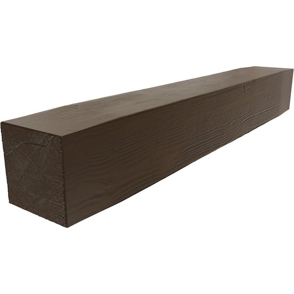 Ekena Millwork 4 in. x 8 in. x 4 ft. Sandblasted Faux Wood Beam Fireplace Mantel Brown Mahogany