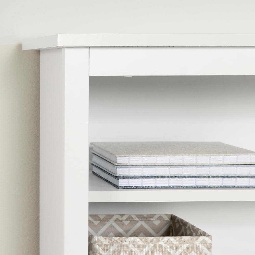 Twin White Wood Headboard with Storage Shelves