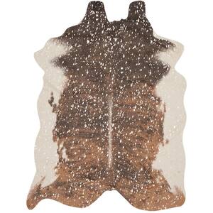 Bryce Walnut/Champagne 6 ft. 2 in. x 8 ft. Modern Faux Cowhide Area Rug