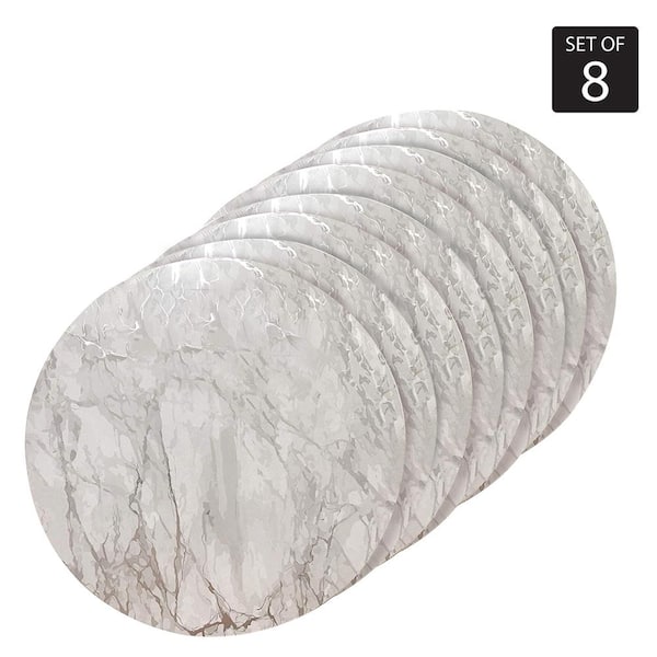 Dainty Home Marble Cork 15 in. x 15" In. Grays and Silver Cork Round Placemats Set of 8
