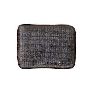 7.08 in. Titanium Dark Blue Stoneware Rectangular Platter Juta (Set of 4)