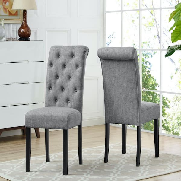 Unbranded Soho Grey Fabric Dining Chair Set of 2