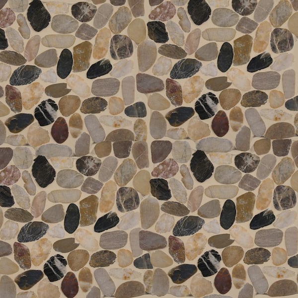 MSI Mix River Rock 12 in. x 12 in. Textured Marble Floor and Wall Mosaic Tile (1 sq. ft. / each)
