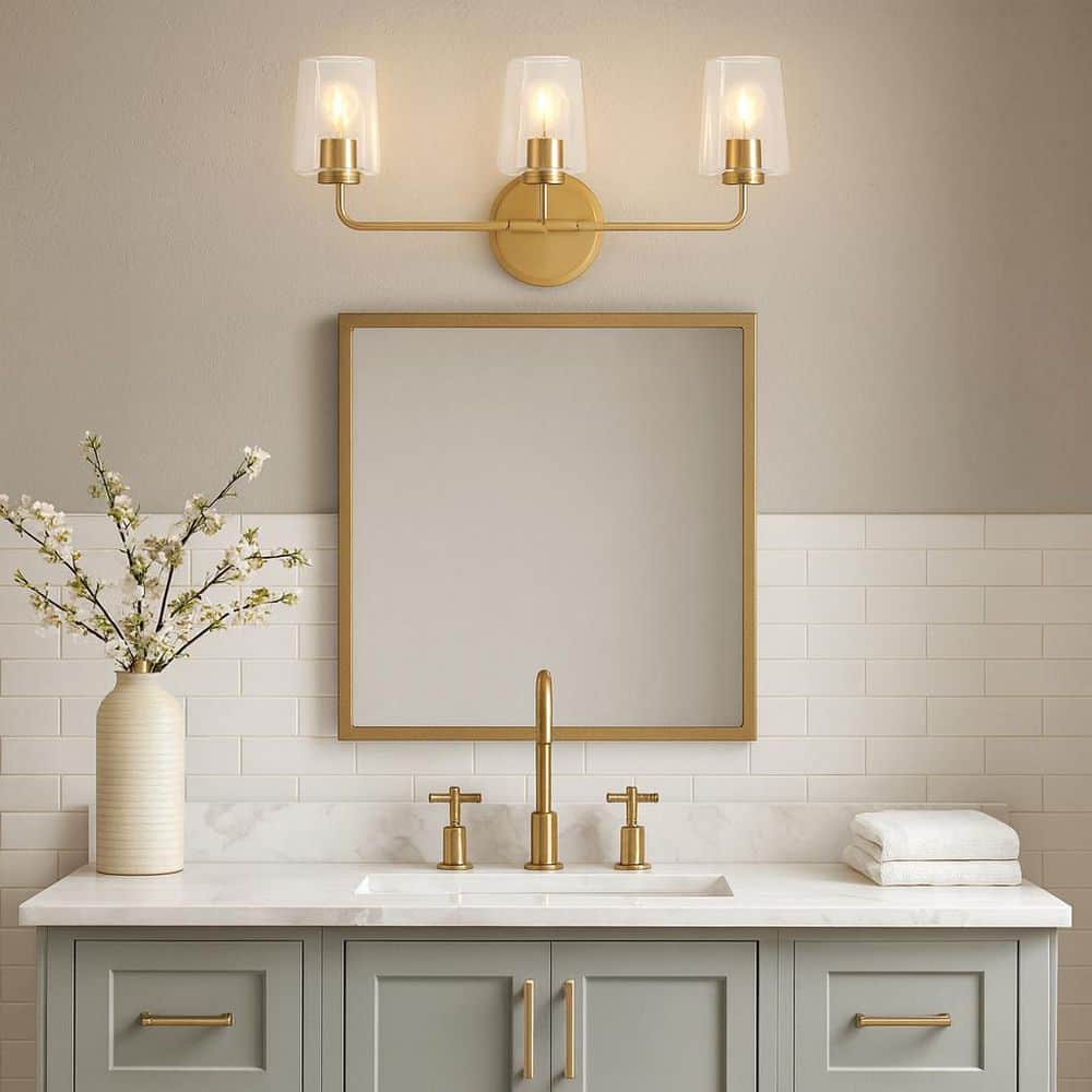 Kline 23.75 in. 3 Light Heritage Brass Vanity Light price history on PriceWatchPro