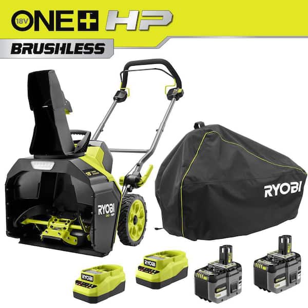 18V HP Brushless 18 in. Single-Stage Cordless Electric Snow Blower with Cover, (2) 6.0 Ah Batteries, and (2) Chargers