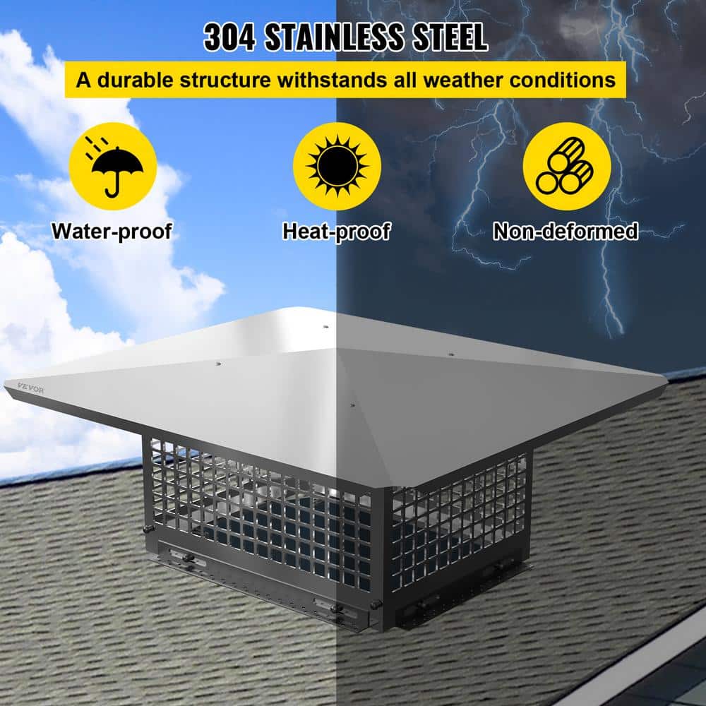 Silver Stainless Steel Adjustable Outdoor Chimney Cap with Mesh