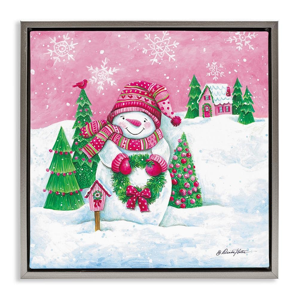 Scenic Winter Snowman by Diane Kater 1-Piece Floater Frame Graphic Print Nature Poster Art Print 18 in. x 18 in. price history on PriceWatchPro