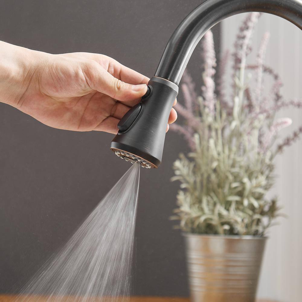 Oil-Rubbed Bronze Pull-Down Kitchen Faucet with Spray