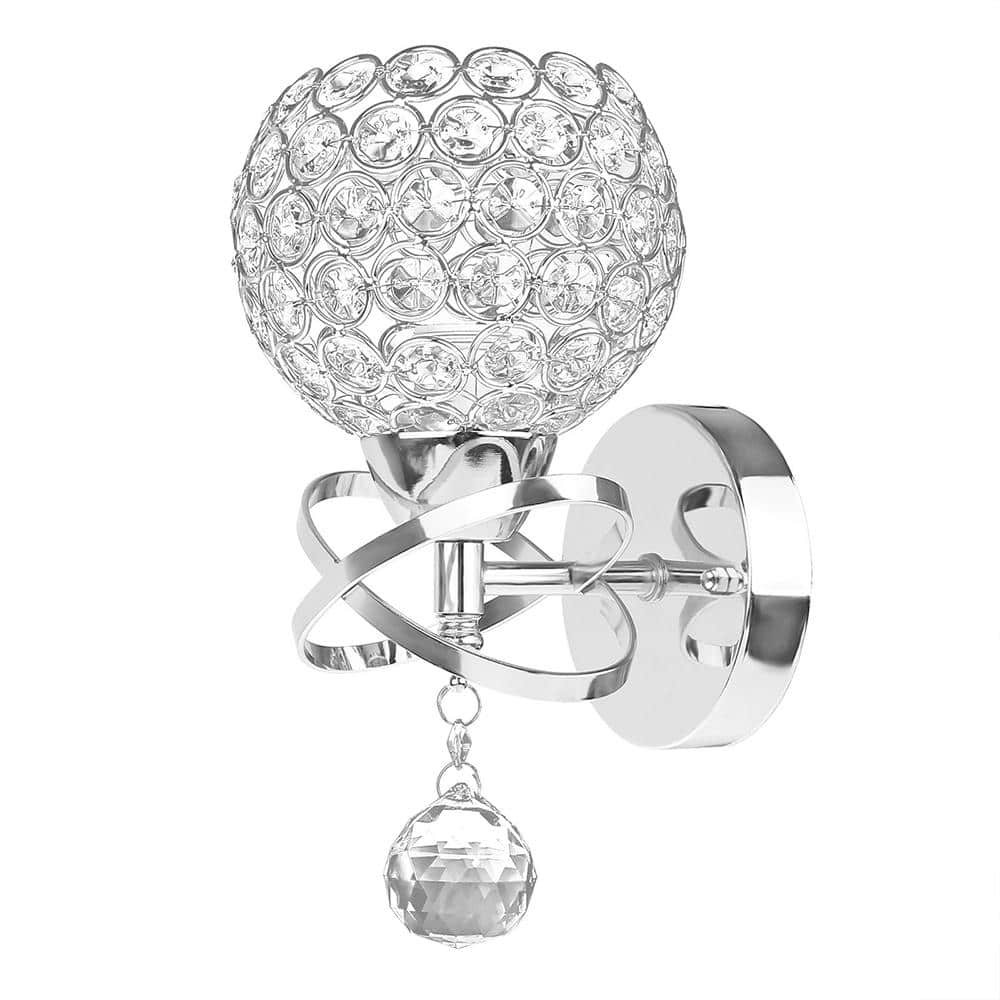 5.12 in. 1-Light Chrome Indoor Wall Sconce with Antique Metal Crystal Shade price history on PriceWatchPro