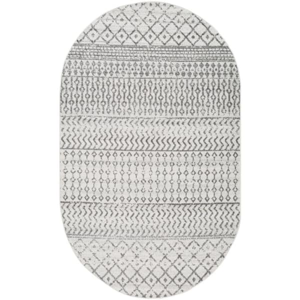 Livabliss Alois Cream/Charcoal Geometric 4 ft. x 6 ft. Indoor Oval Area Rug
