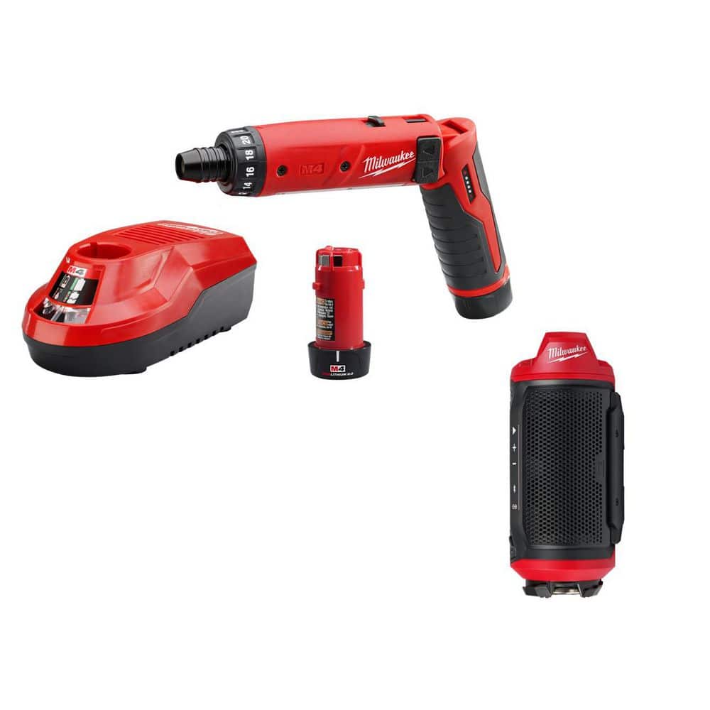 M4 4V Lithium-Ion Cordless 1/4 in. Hex Screwdriver 2-Battery Kit, & Speaker price history on PriceWatchPro