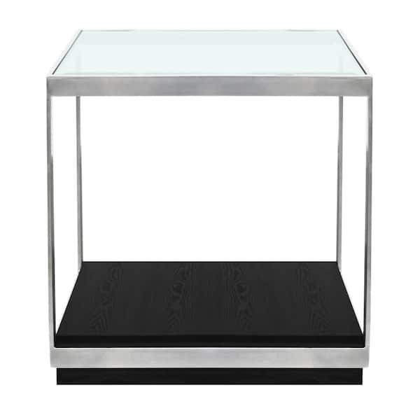 Armen Living Manchester Glass Top End Table