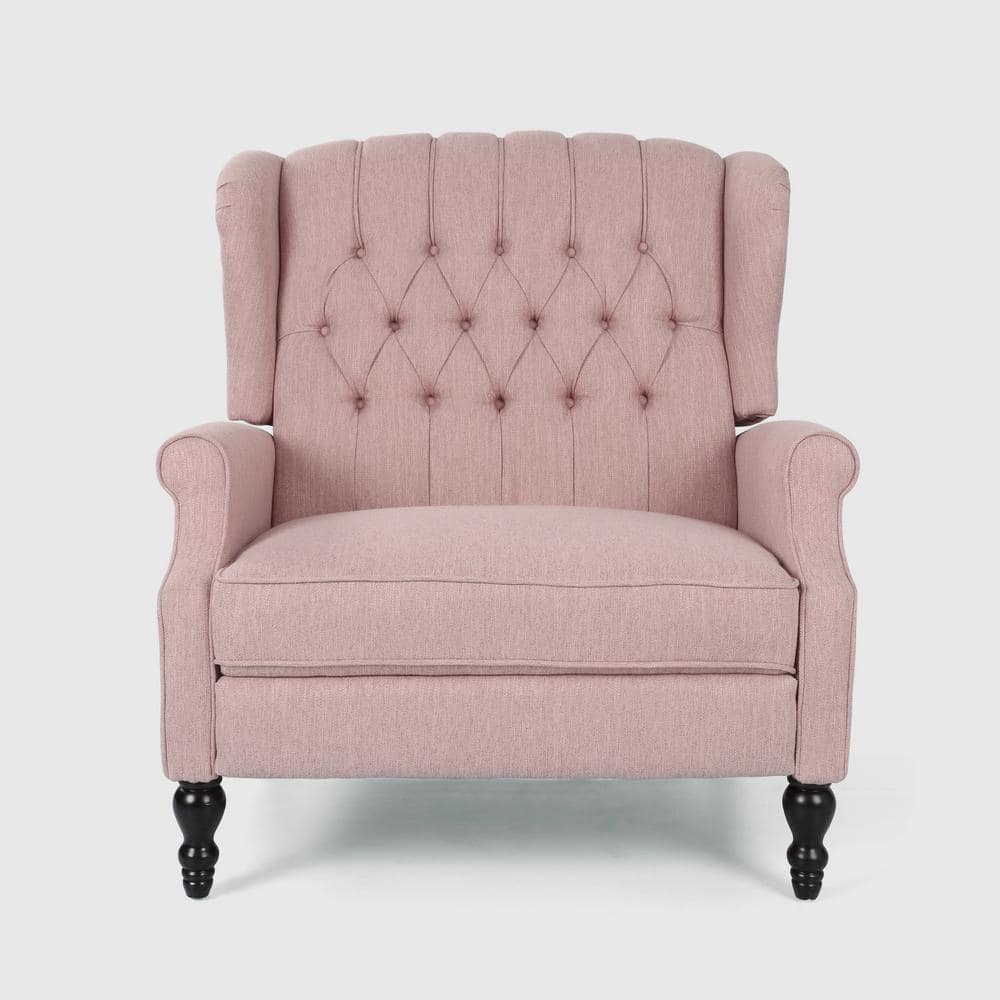 Apaloosa Light Blush and Dark Brown Fabric Push Back Recliner