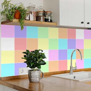 Yellow, Blue, Light Green, Pink and Purple C61 4 in. x 4 in. Vinyl Peel and Stick Tile (24 Tiles, 2.67 sq. ft. Pack)