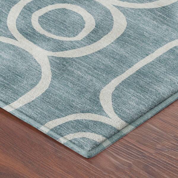 Mayfield Premium Machine Washable Abstract AMF2344 Aqua 9 ft. x 12 ft. Area Rug