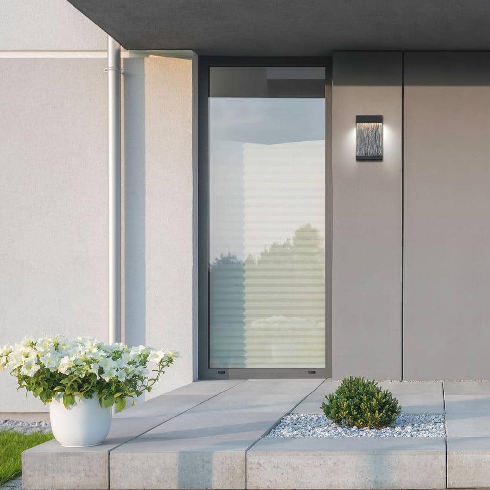 Black Wood Grain Glass Dimmable LED Outdoor Wall Light