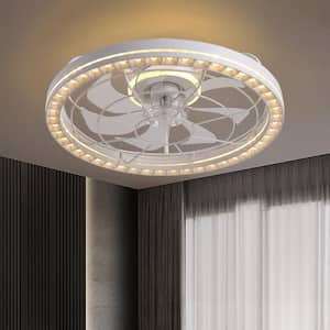 19 in. Modern Indoor White Flush Mount Ceiling Fan with Lights Reversible Rotation and Remote Control