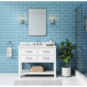Brooks 43 in. W x 22 in. D x 35 in. H Single Sink Bath Vanity in White Finish and Cala White Engineered Top