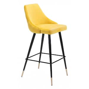 41 in. Yellow and Black Steel Low Back Bar Height Chair with Footrest