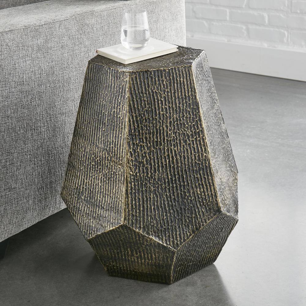Donato Hexagonal Gold Metal End Table