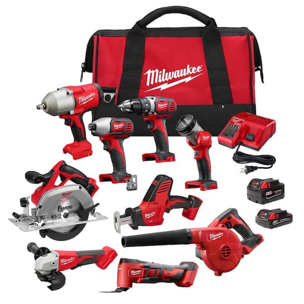 M18 18-Volt Lithium-Ion Cordless Combo Kit 9-Tool with 2-Batteries, Charger and Tool Bag