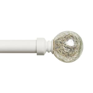 Silver Aged Sphere 66 in. - 120 in. Adjustable Length 1 in. Dia Curtain Rod Kit Matte White with Finial