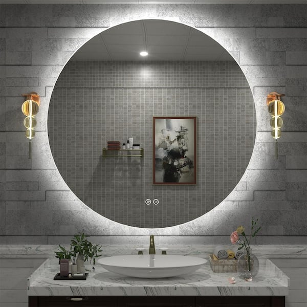 Apmir 36 in. W x 36 in. H Round Frameless Super Bright LED Backlited Anti-Fog Wall Bathroom Vanity Mirror