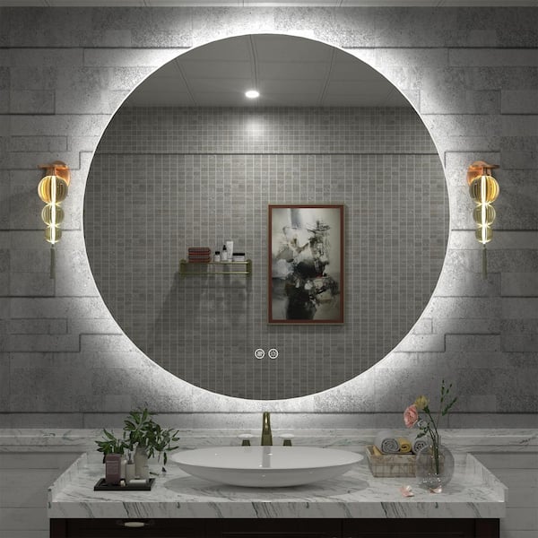 36 in. W x 36 in. H Round Frameless Super Bright LED Backlited Anti-Fog Wall Bathroom Vanity Mirror