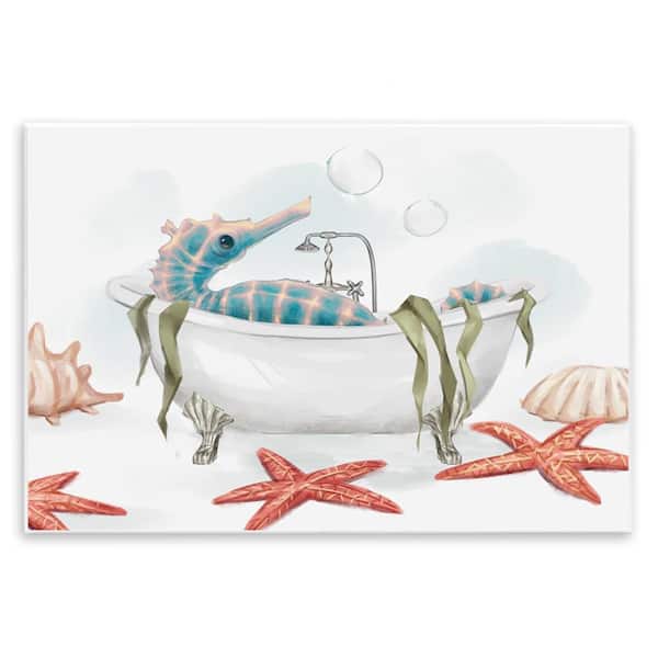 Seahorse Resting Nautical Bath Tub Starfish Bubbles by Ziwei Li Unframed Graphic Art Print Animal 10 in. x 15 in.