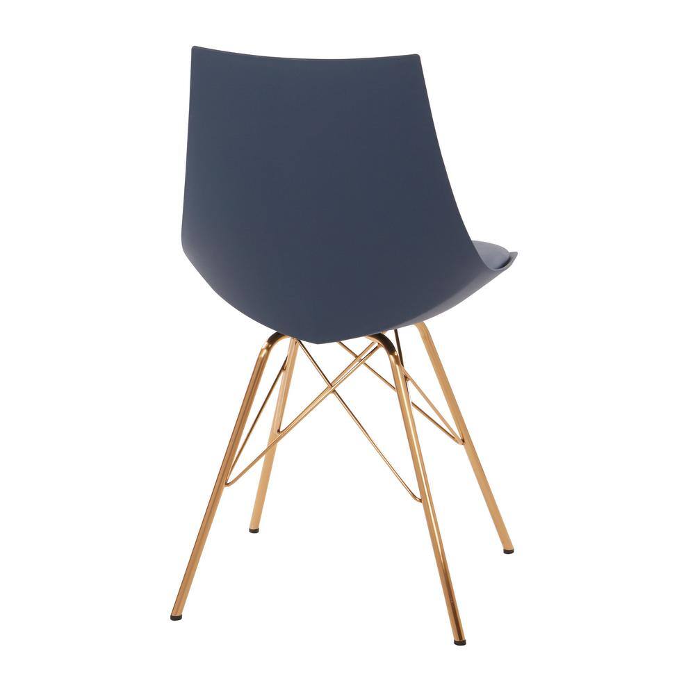 Navy Faux Leather Modern Chair with Gold Chrome Base