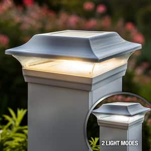 Imperial 5 in. x 5 in. Outdoor White Cast Aluminum LED Solar Post Cap (2-Pack)