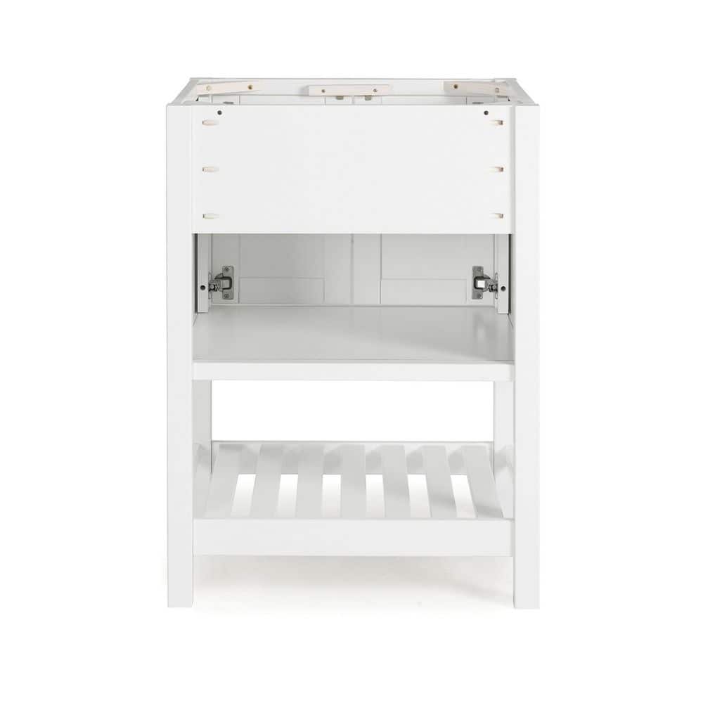 Bennet 24" White Pine Wood Modern Shaker Vanity Cabinet with Open Shelf