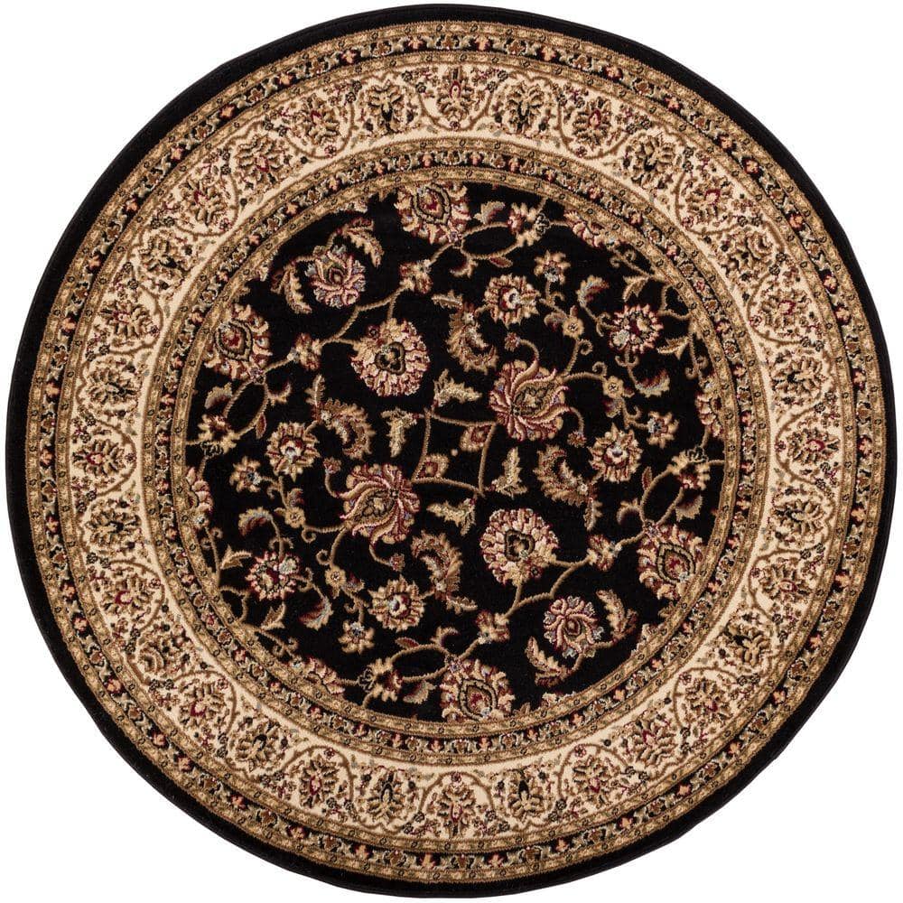 Well Woven Barclay Sarouk Traditional Oriental Panel Black 5 3 Round Rug 3092