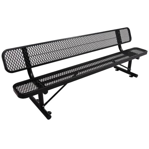 Tatayosi Black 8 ft. Metal Outdoor Glider Steel Bench with Backrest