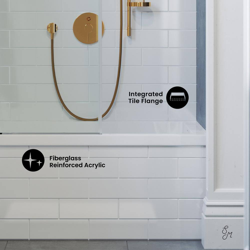 Voltaire Glossy White Acrylic Alcove Bathtub with Right-Hand Drain