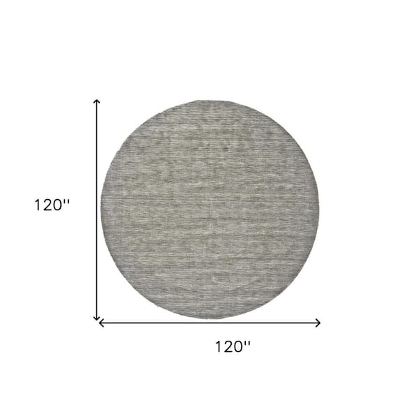 10 ft. Round Gray and Ivory Solid Color Area Rug