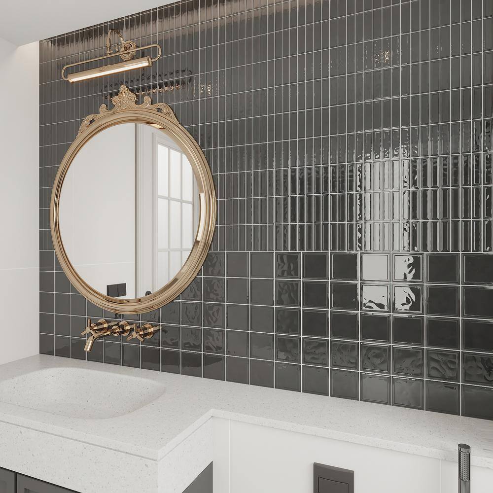 Midnight Black 8x8 Glossy Ceramic Wall and Floor Tile