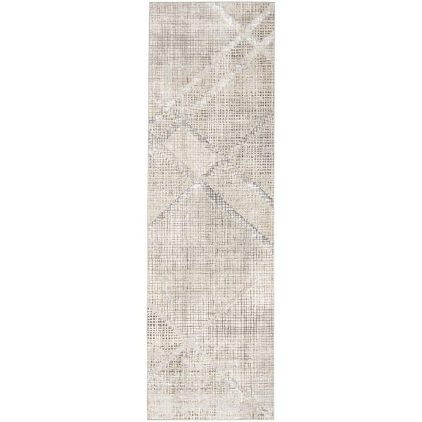 Nourison Iliana Grey 2 ft. x 8 ft. Diamond Contemporary Runner Area Rug