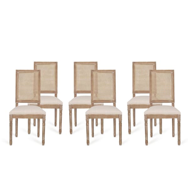 Noble House Beckstrom Beige and Natural Upholstered Dining Chair (Set of 6)