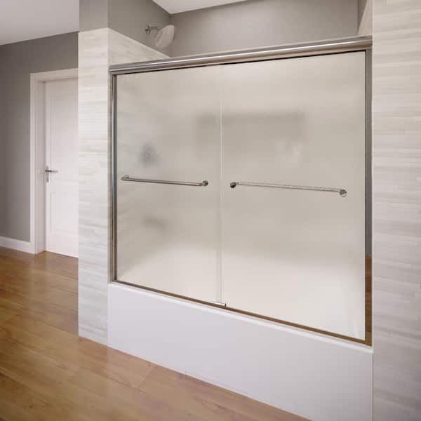 Basco Infinity 58-1/2 in. x 57 in. Semi-Frameless Sliding Bathtub Door in Chrome