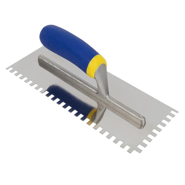 QEP 1/4 in. x 3/8 in. x 1/4 in. Comfort Grip Stainless Steel Square-Notch Flooring Trowel