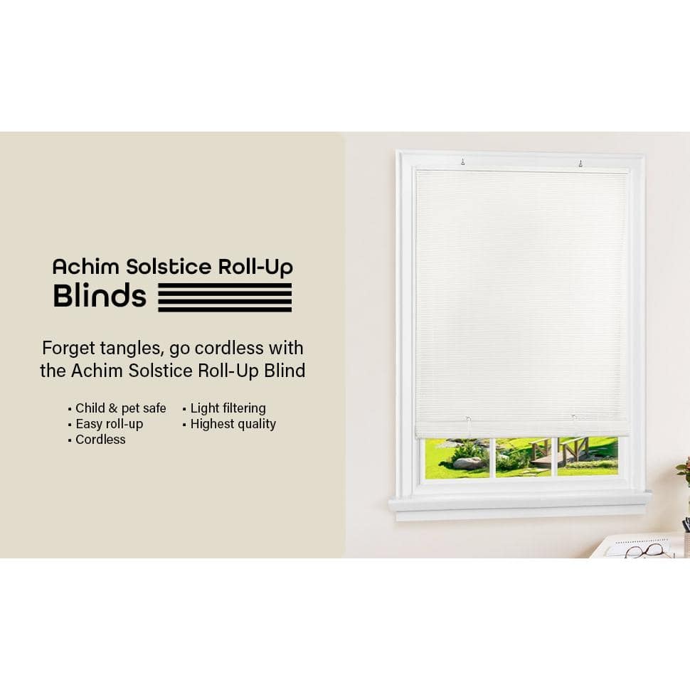 Cordless Solstice 72" White Vinyl Roll-Up Outdoor Blind