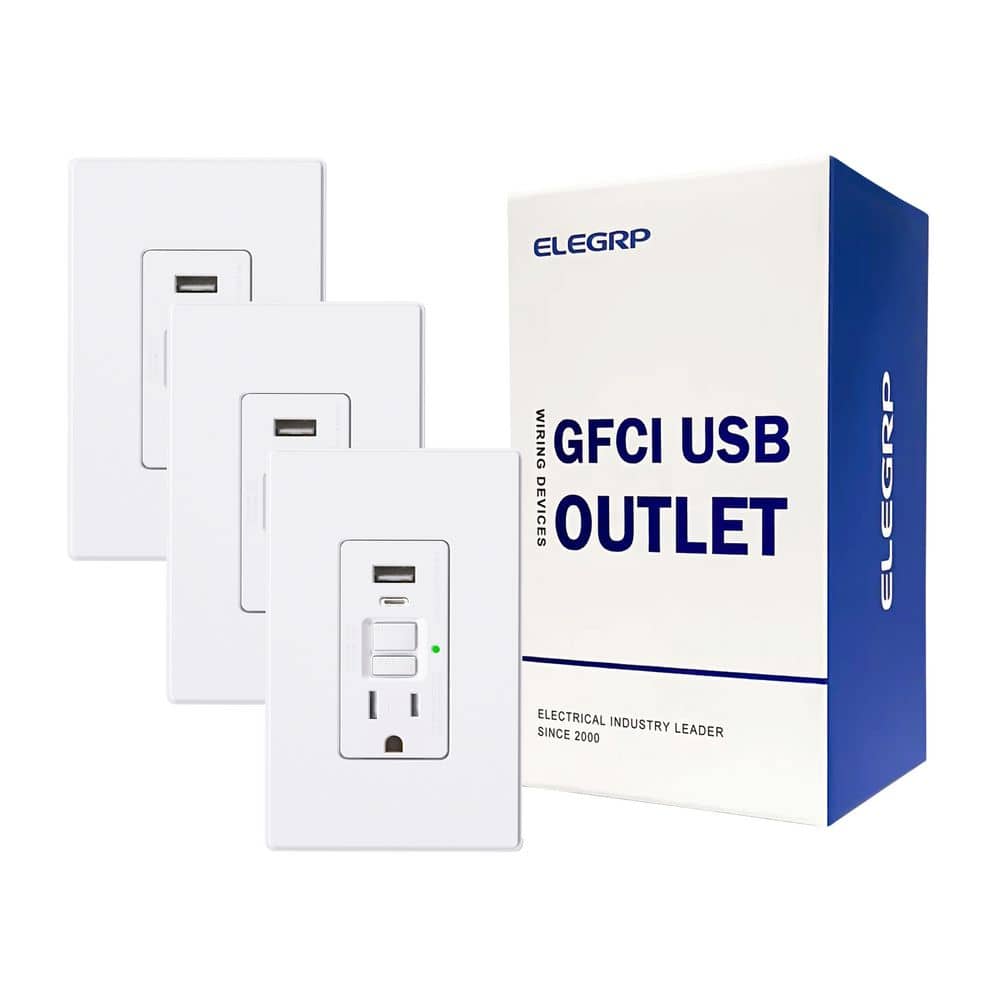 15 Amp Tamper Resistant Self-Test GFCI Outlet, USB Charger Receptacle, Type A, Type C, White (3-Pack) price history on PriceWatchPro