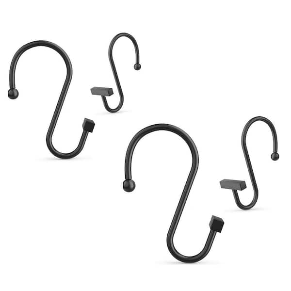 T-Bar Design Black Rust Proof Shower Curtain Hooks 12-Piece for Bathroom Kitchen Wardrobe Versatile Use