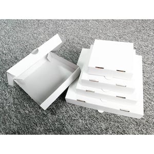 Paper Cardboard White Corrugated Pizza Boxes Take Out Containers (10-Pack)