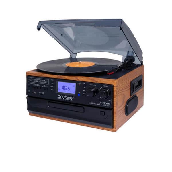 Boytone 9-in-1 Turntable Stereo System in Walnut