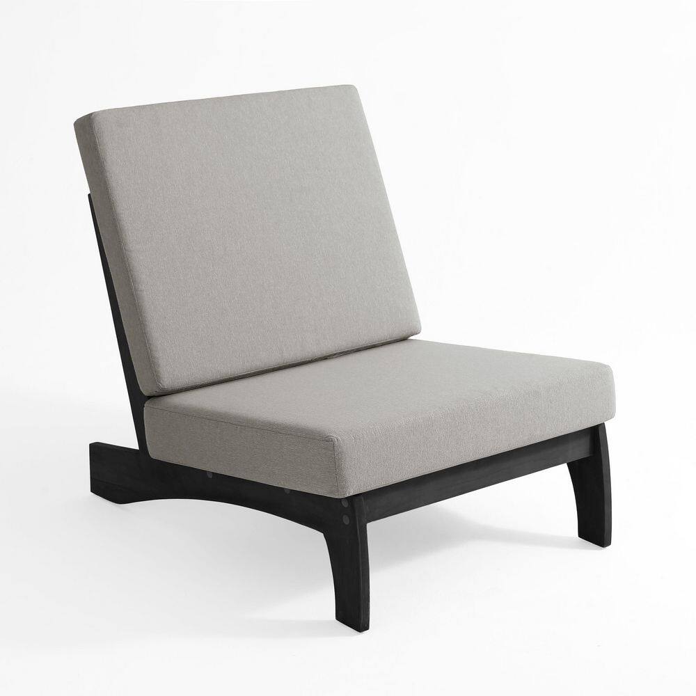 Black Solid Wood Frame Armless Chairs with Removable Light Camel Cushions (Set of 2) price history on PriceWatchPro