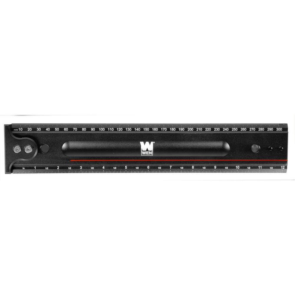 12-Inch Black Aluminum Measuring Ruler with Hook Stop