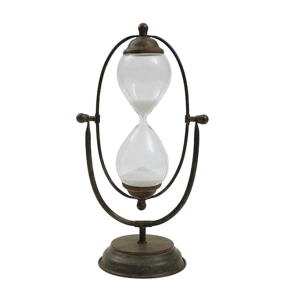 Storied Home Metal and Glass Decorative Hour Glass
